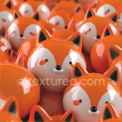 seamless Seamless 3D Inflated Vinyl Texture with Glossy Orange Fox Faces Pattern texture 8k free download PBR