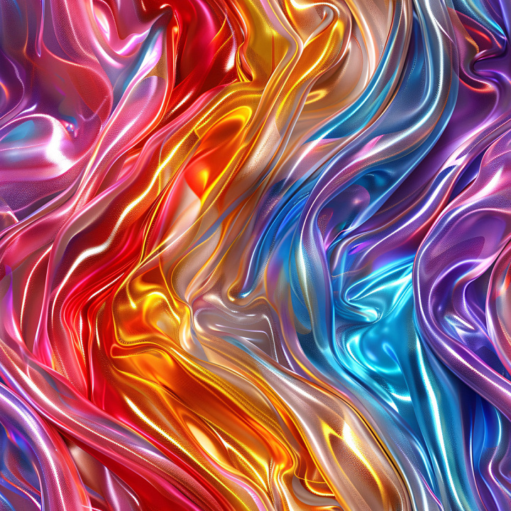 Vibrant Glossy Silk-Like Flowing Fabric seamless PBR texture preview