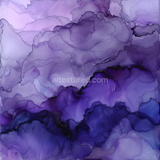 Seamless 3D Alcohol Ink PBR Texture with Purple and Violet Fluid Waves