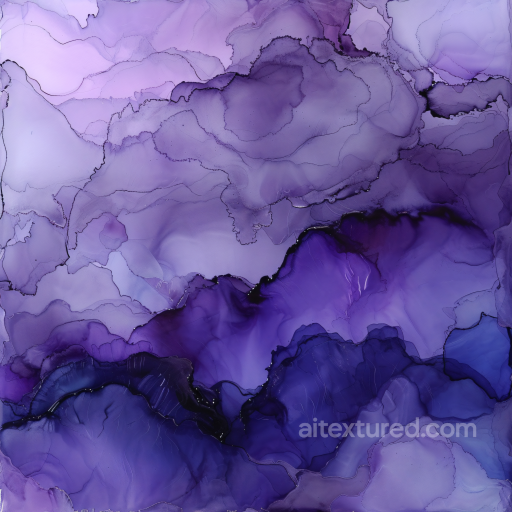 Alcohol Ink PBR Texture with Purple and Violet Fluid Waves seamless Alcohol ink PBR texture