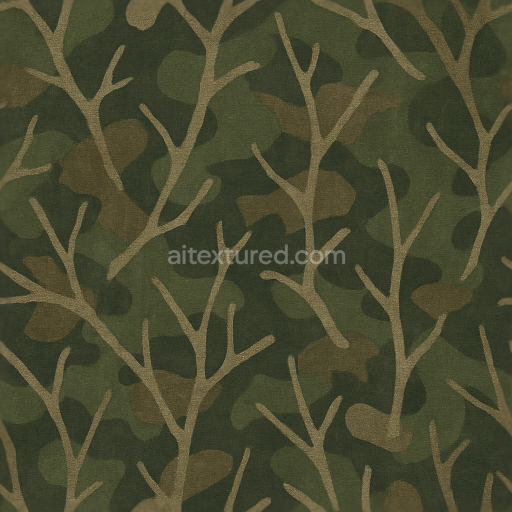 Seamless 3D Texture PBR 8K Twig Pattern Ripstop Fabric Camouflage