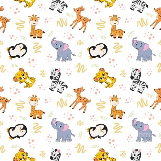 Pattern PBR Texture Featuring Playful Cartoon Safari Animals on White seamless Pattern Bundle PBR texture