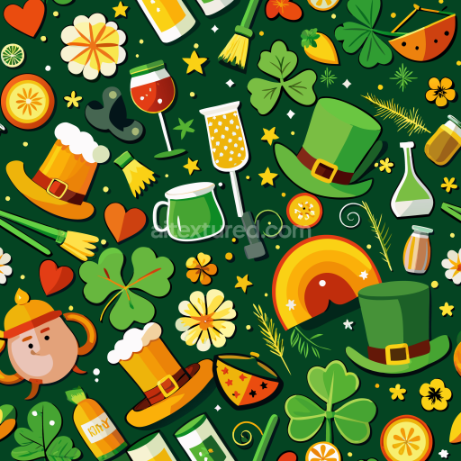 Seamless 3D PBR St Patrick Digital Paper Texture with Festive Icons