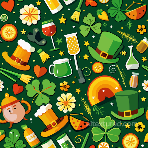 St Patrick Digital Paper Texture with Festive Icons seamless St patrick digital paper bundle PBR texture