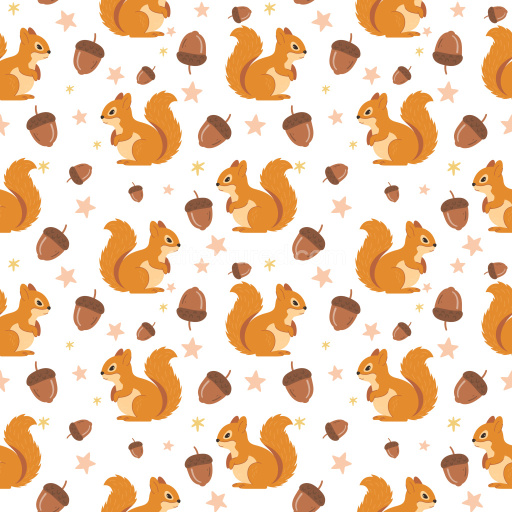 Pattern Bundle - Seamless 3D Pattern PBR Texture Featuring Playful Squirrels, Acorns, and Stars texture preview
