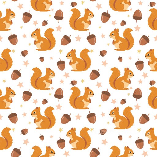 Pattern PBR Texture Featuring Playful Squirrels, Acorns, and Stars seamless Pattern Bundle PBR texture