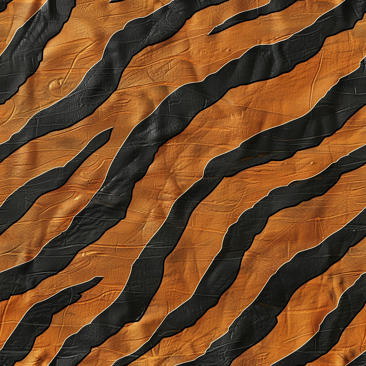 Tiger-Striped Leather with Textured Grain and Matte Finish seamless PBR texture preview