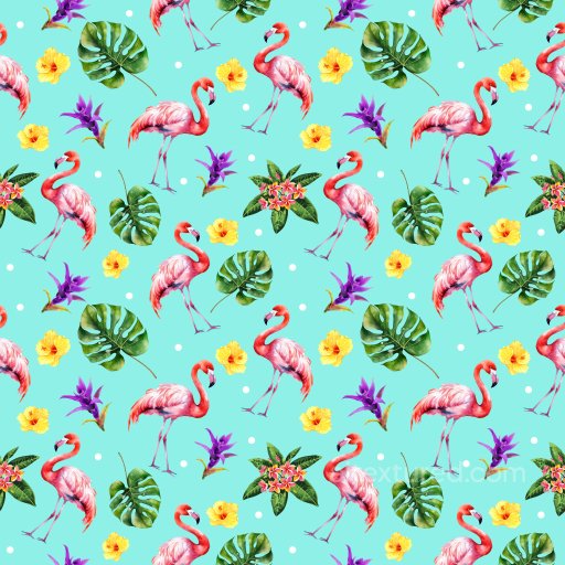 with Tropical Flamingo and Botanical Motifs seamless Pattern Bundle PBR texture