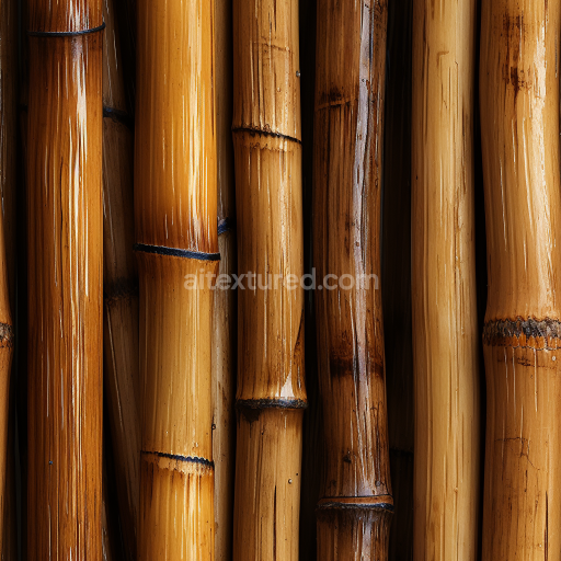 Seamless 3D PBR Texture of Glossy Polished Bamboo Culms with Natural Knots