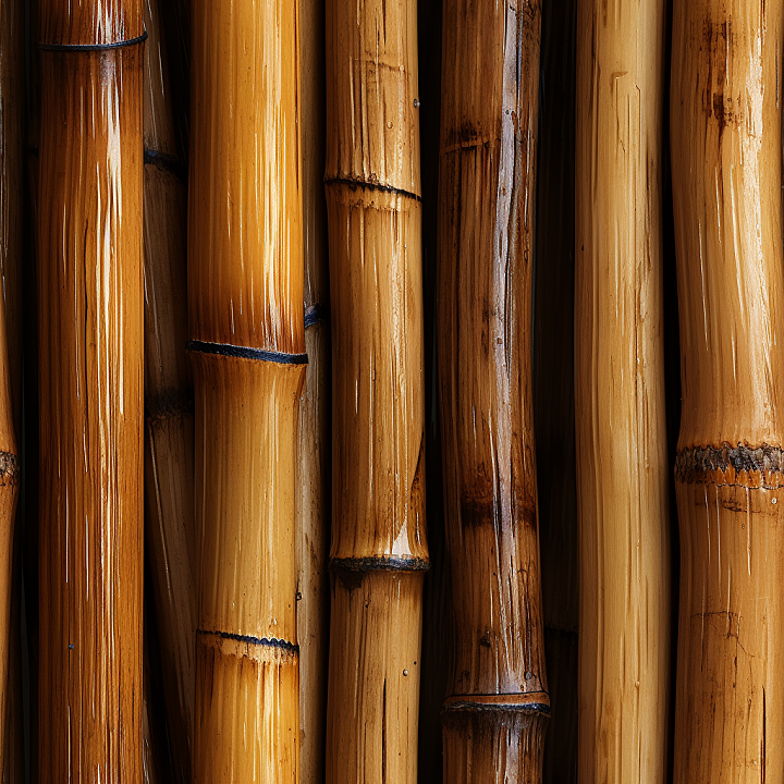 Glossy Polished Bamboo Culms with Natural Knots seamless PBR texture preview