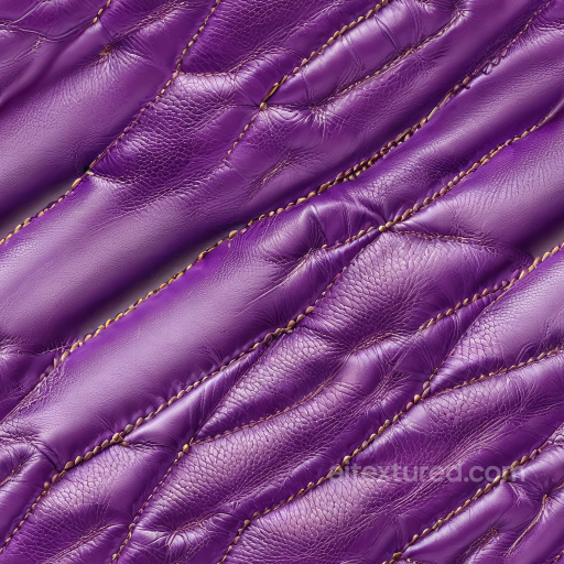 Smooth Glossy Purple Quilted Leather Seamless Texture with Detailed Stitching seamless Leather PBR texture