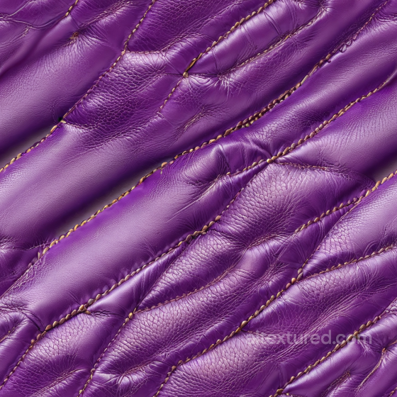 Smooth Glossy Purple Quilted Leather Seamless Texture with Detailed Stitching Leather texture preview