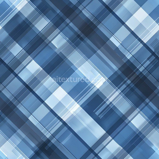 Seamless 3D PBR Texture Featuring Layered Blue Plaid Pattern with Geometric Overlays