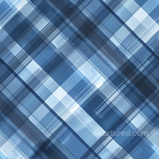 Seamless 3D PBR Texture Featuring Layered Blue Plaid Pattern with Geometric Overlays texture preview