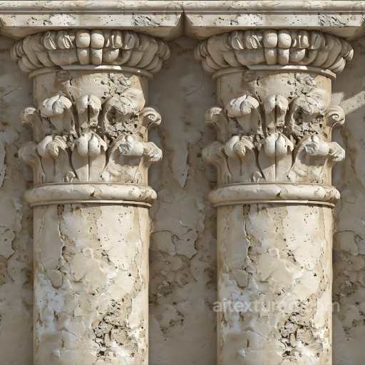 Weathered Marble Stone PBR Texture with Ornate Carving Detail seamless Stone PBR texture