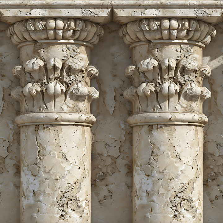 Weathered Marble Stone with Ornate Carving Detail seamless PBR texture preview