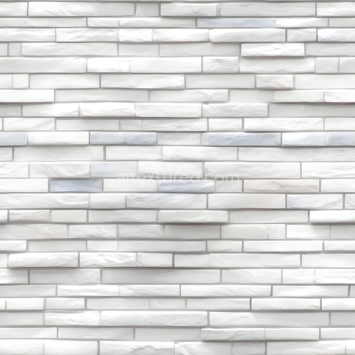 Seamless 3D White Cracked Brick Wall PBR Texture with Subtle Damage