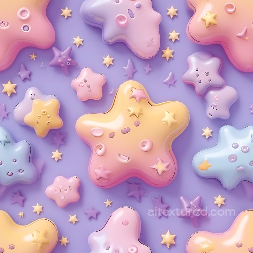 Inflated PBR Texture of Glossy Colorful Star-Shaped Vinyl Padding seamless Inflated PBR texture