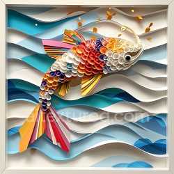 seamless Seamless 3D PBR Texture of Colorful Catfish Origami Style Animal Pattern texture 8k free download PBR