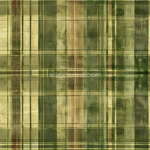 Seamless 3D Metal PBR Texture Featuring Olive Green Plaid Pattern