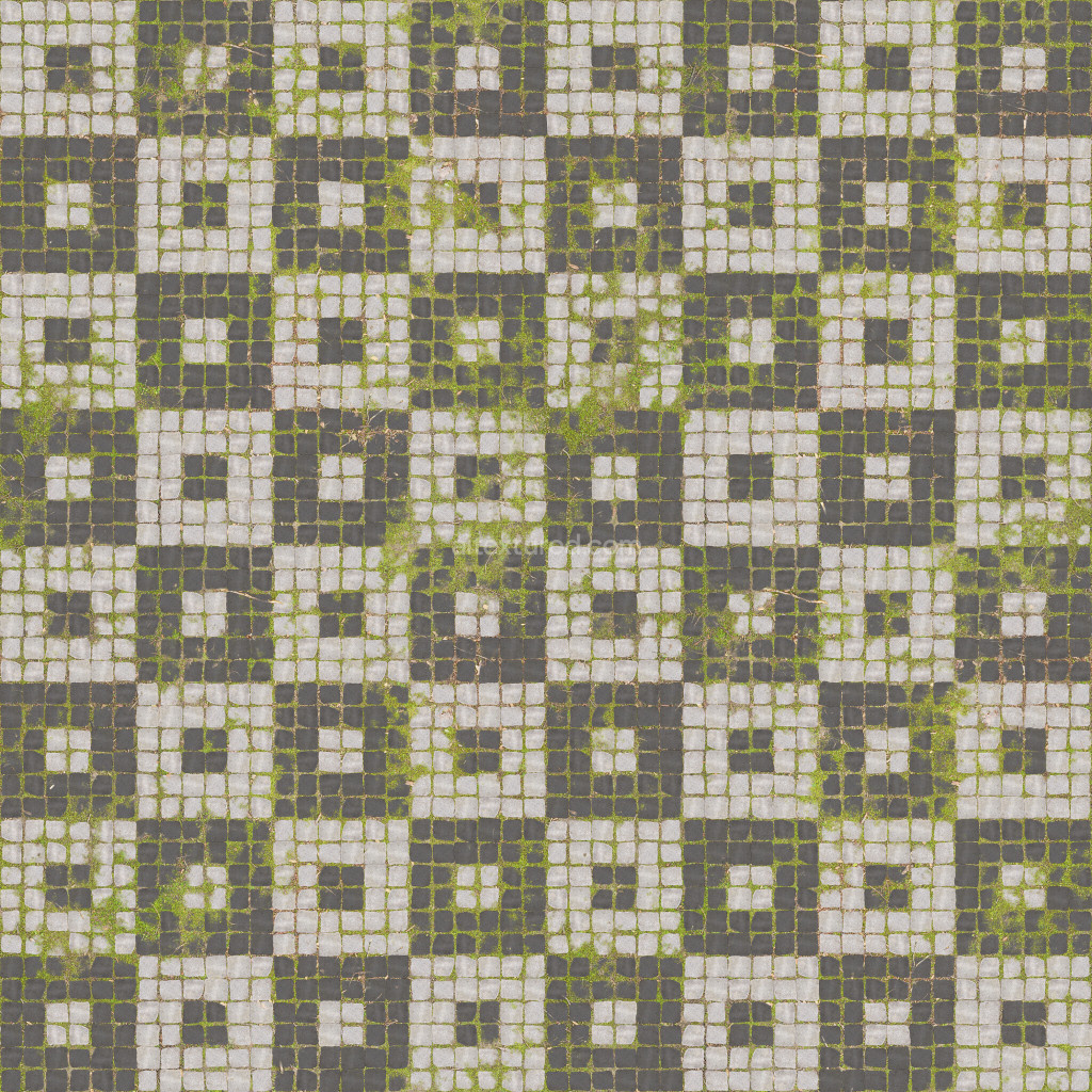 Seamless paving stones texture with moss and weathering