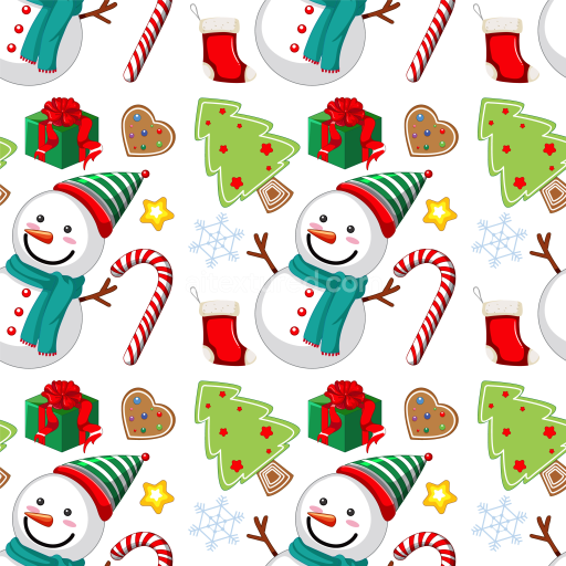 Seamless 3D PBR Christmas digital paper texture with snowmen and festive icons