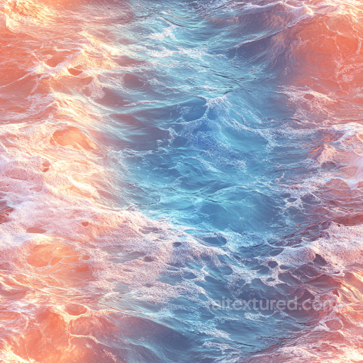 Ocean Surface Texture Featuring Dynamic Waves and Golden Sunset Illumination seamless Water PBR texture
