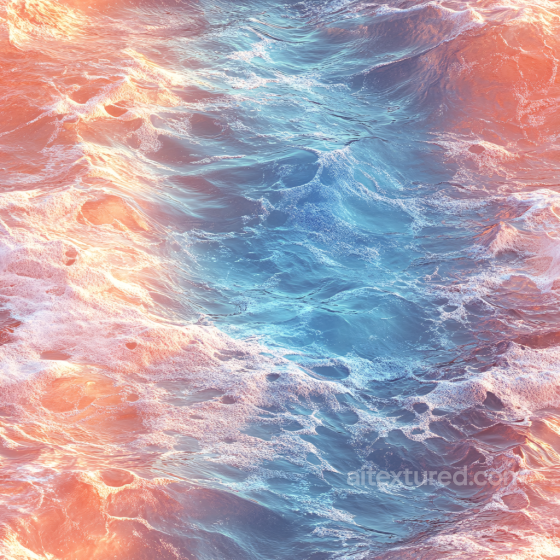 Ocean Surface Texture Featuring Dynamic Waves and Golden Sunset Illumination Water texture preview