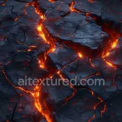 seamless Seamless 3D cracked volcanic lava rock PBR texture with glowing magma cracks texture 8k free download PBR