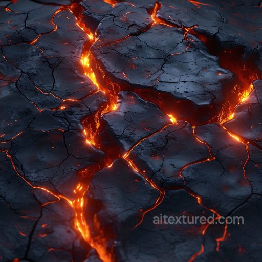 cracked volcanic lava rock PBR texture with glowing magma cracks seamless Cracked & Holes PBR texture