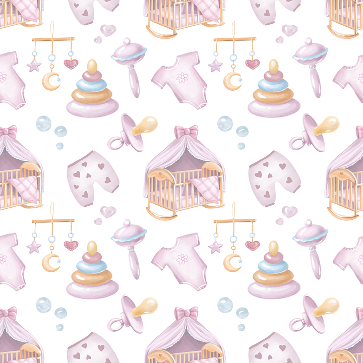 Baby Boy Nursery Items in Pastel Colors seamless PBR texture preview