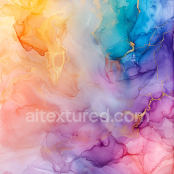 seamless Seamless 3D Alcohol Ink PBR Texture with Pastel Rainbow Swirls and Gold Veins texture 8k free download PBR
