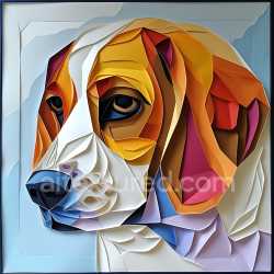 seamless Seamless 3D PBR Texture of Beagle Dog in Origami Art Style with Bold Color Blocks texture 8k free download PBR