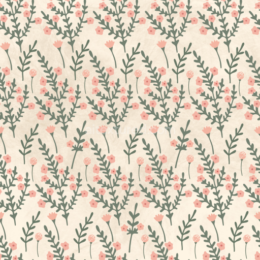 Seamless 3D PBR Texture Featuring Soft Pink Floral Pattern on Cream Fabric