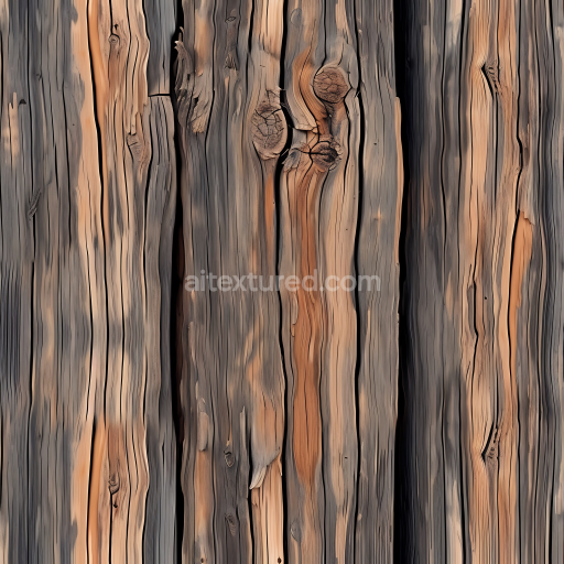 Seamless 3D PBR Texture of Weathered Rustic Wood Planks with Knots and Cracks