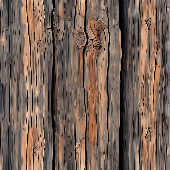 Weathered Rustic Wood Planks with Knots and Cracks seamless PBR texture preview