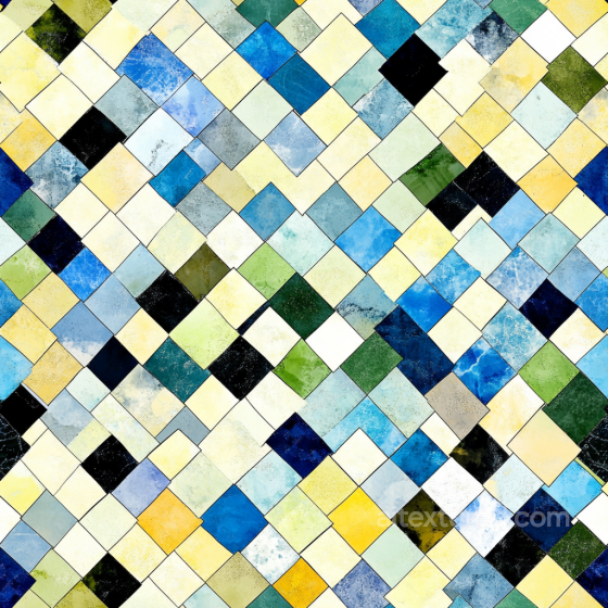 Mosaic PBR Texture Featuring Colorful Ceramic Tiles with Distinctive Grout Mosaic texture preview