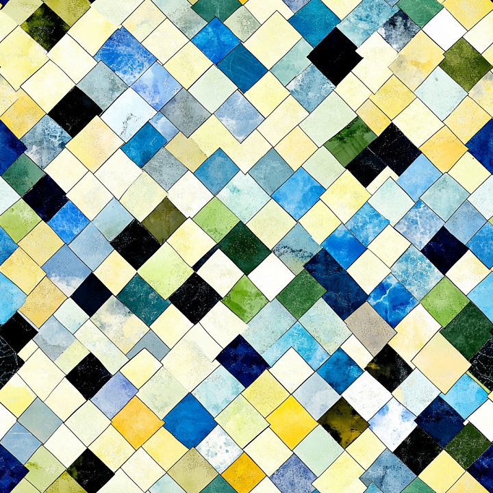 Mosaic Featuring Colorful Ceramic Tiles with Distinctive Grout seamless PBR texture preview