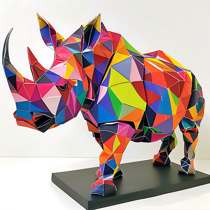 Featuring Multicolor Polygonal Origami Rhino Pattern seamless PBR texture preview