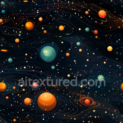 seamless Seamless 3D Space PBR Texture Featuring Stylized Colorful Planets and Orbital Lines texture 8k free download PBR