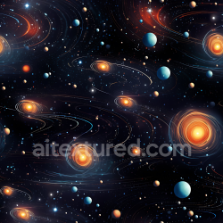 seamless Seamless 3D Space PBR Texture Featuring Glowing Galaxies and Orbiting Planets texture 8k free download PBR