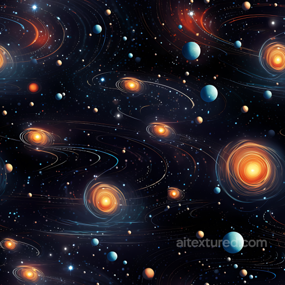 Space PBR Texture Featuring Glowing Galaxies and Orbiting Planets Star, space, planets texture preview
