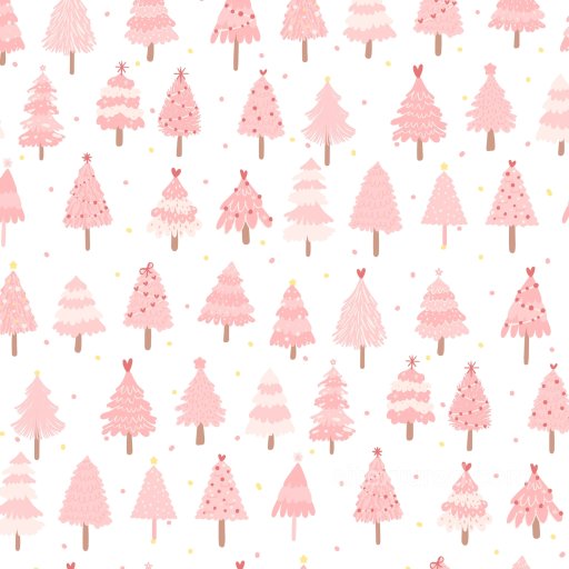 Christmas Pink Texture of Hand-Drawn Pink Christmas Trees Pattern seamless Christmas Pink PBR texture