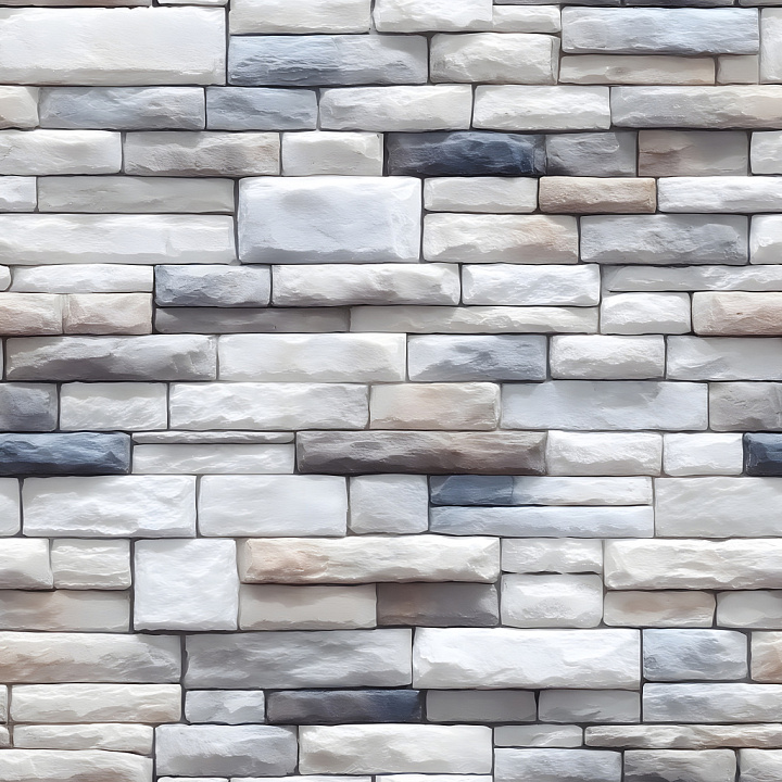 Cracked White and Gray Brick Wall with Realistic Gaps and Rough Surfaces seamless PBR texture preview