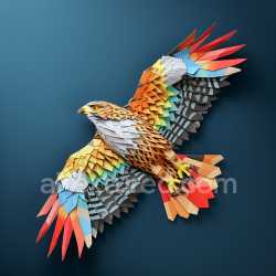 seamless Seamless 3D PBR Texture of Origami-Style Common Buzzard Feathers texture 8k free download PBR