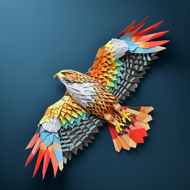 Animal of Origami-Style Common Buzzard Feathers seamless PBR texture preview