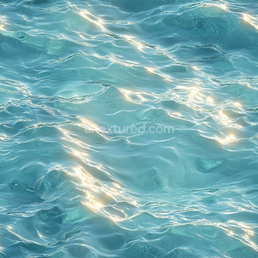 Seamless 3D PBR Texture of Clear Turquoise Water with Gentle Ripples and Sun Highlights