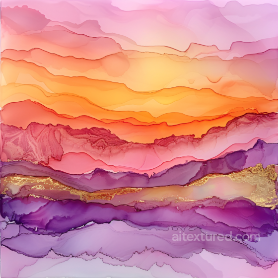 Alcohol Ink PBR Texture with Sunset Hues and Gold Veins Alcohol ink texture preview