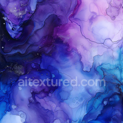 seamless Seamless 3D Alcohol Ink PBR Texture Featuring Violet and Blue Fluid Waves with Subtle Gold Veins texture 8k free download PBR