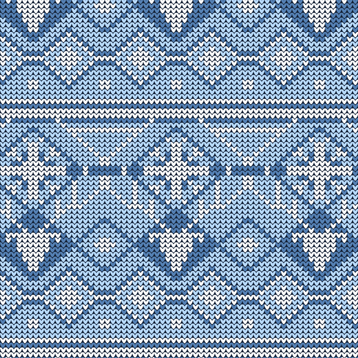 Knitted Wool Fabric In Winter Blue And White Pattern seamless PBR texture preview